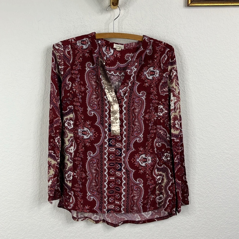 Tiny Anthropologie Devas Popover Sequin Blouse Top - image 1